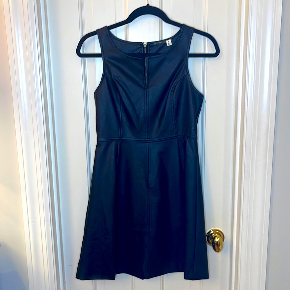Ladies Black leather look dress, fully lined sz Small
